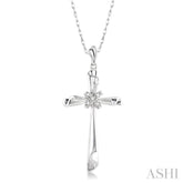 1/20 Ctw Round Cut Diamond Pendant in 14K White Gold with Chain